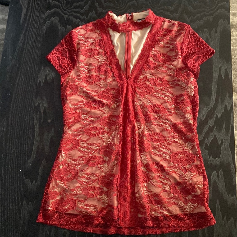 Red and Lacey blouse
